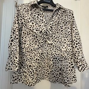 Alfani Black and White Animal Print Blouse